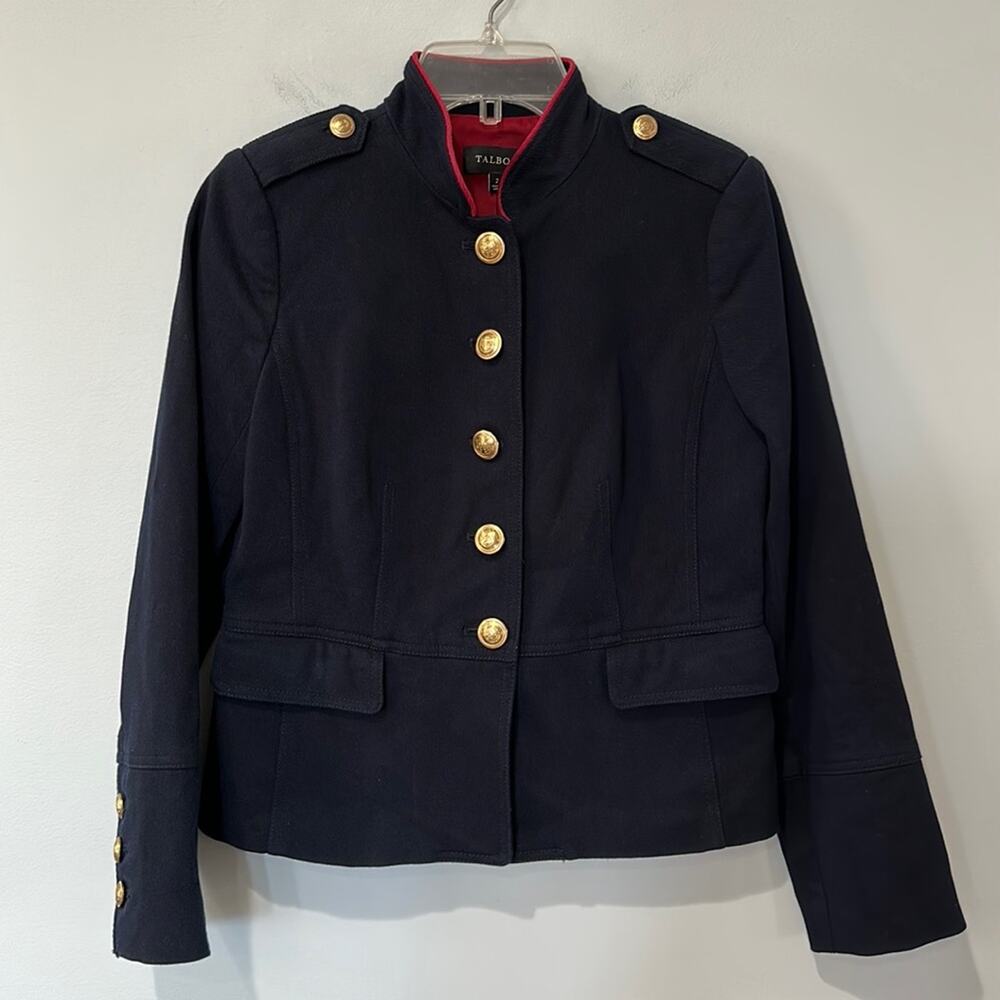Talbots Navy Red Military Jacket Blazer 2